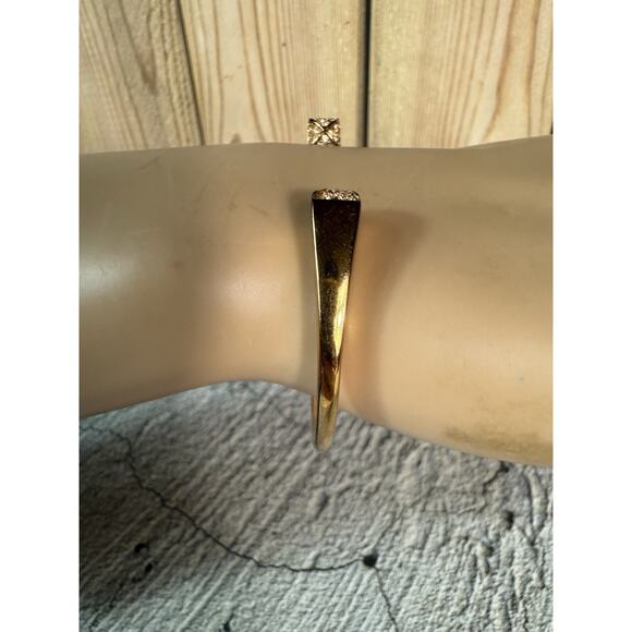 Michael Kors Open Cuff Bangle Pave Crystals Rose Gold Bracelet - Picture 3 of 9